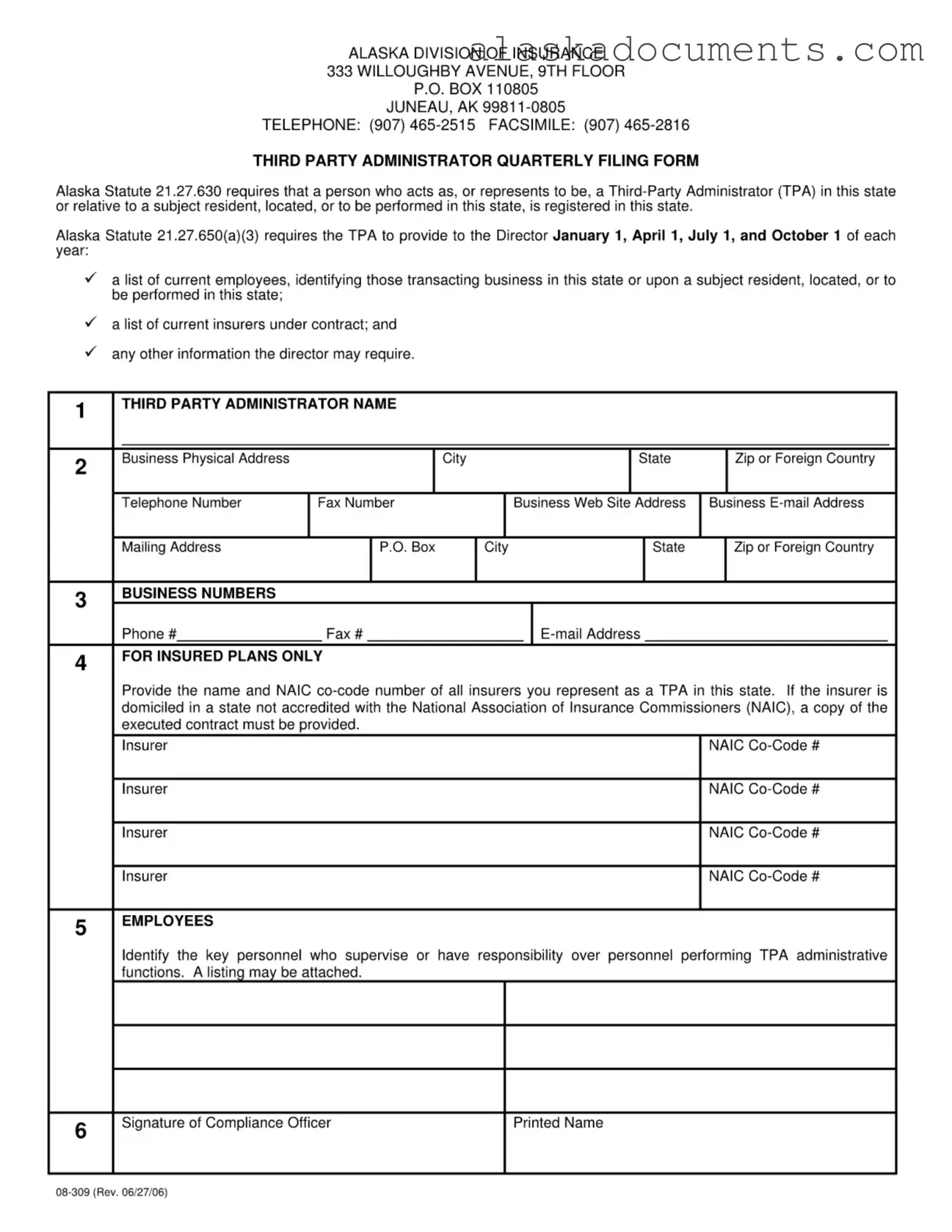 Alaska 08 309 Form in PDF