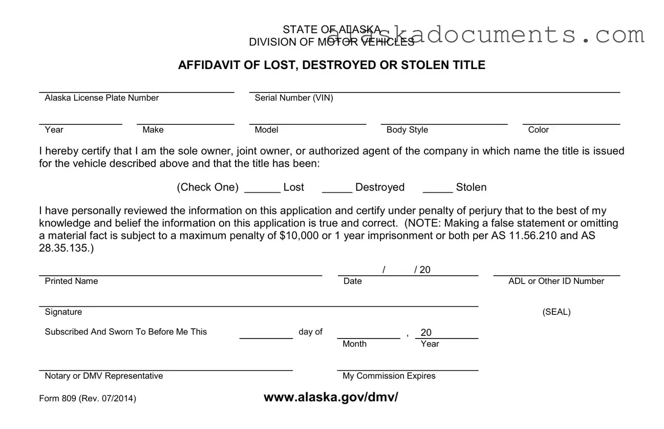 Alaska 809 Form in PDF