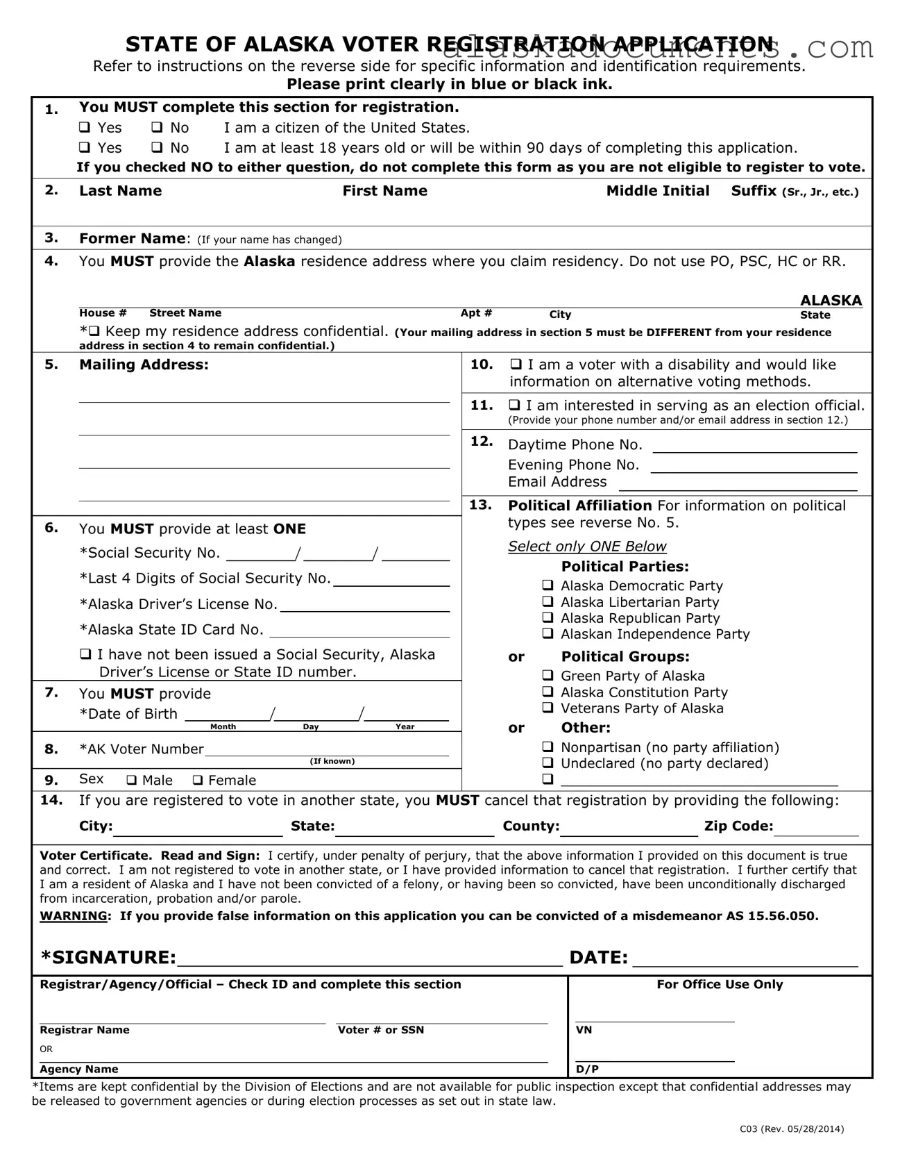 Alaska C03 Form in PDF