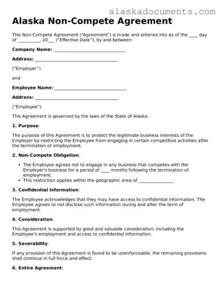 Fillable Alaska Non-compete Agreement Template