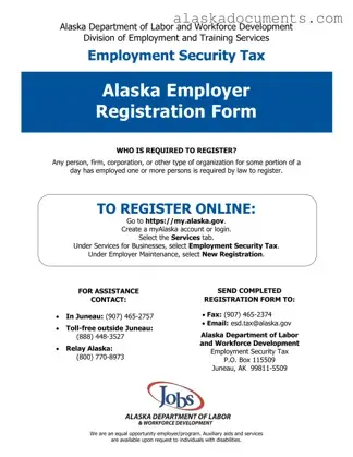 Alaska Employer Registration Form in PDF