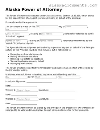 Fillable Alaska Power of Attorney Template