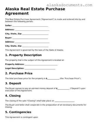 Fillable Alaska Real Estate Purchase Agreement Template