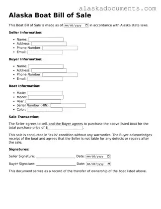 Fillable Alaska Boat Bill of Sale Template