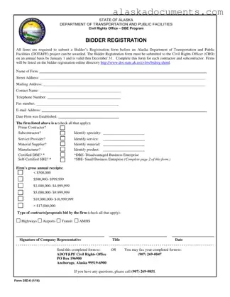 State Of Alaska Bidders Registration Form in PDF